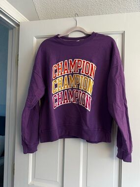 Champion Purple Pullover Sweatshirt with Multicolor Logo